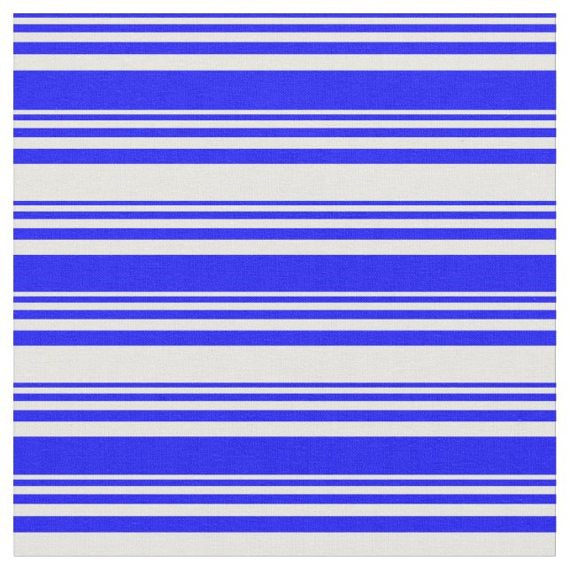 Blue & White Coloured Stripes/Lines Pattern Fabric (Close Up)