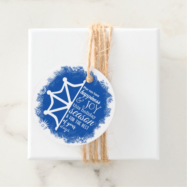 Blue, White Company Logo'd Christmas Gift Tag (In Situ)