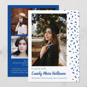 Blue White Confetti Graduation Announcement
