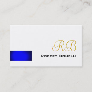 Blue White Consultant Monogram Business Card