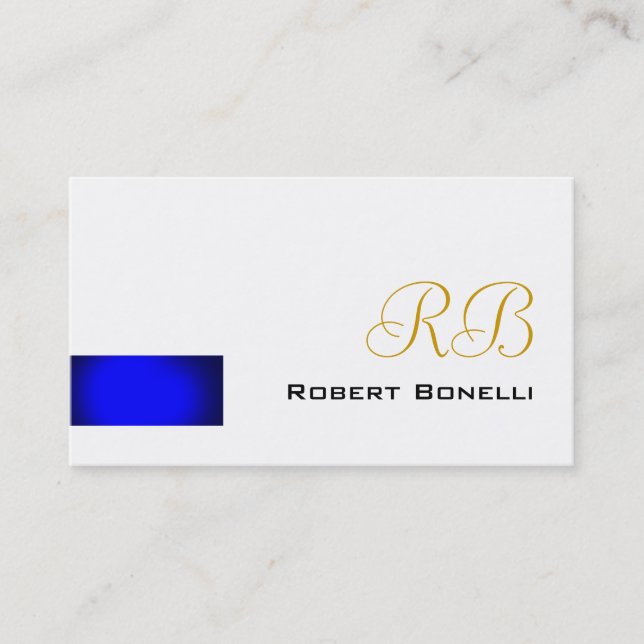 Blue White Consultant Monogram Business Card (Front)