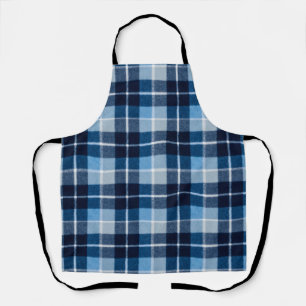 Blue White Cosy Plaid Flannel Apron
