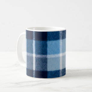 Blue White Cosy Plaid Flannel Coffee Mug