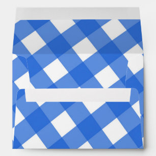Blue & White Country Gingham Chequered Invitation Envelope