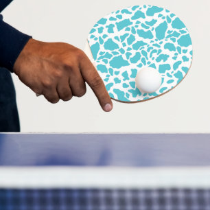 Blue & White Cow Spots Animal Print Pattern Ping Pong Paddle