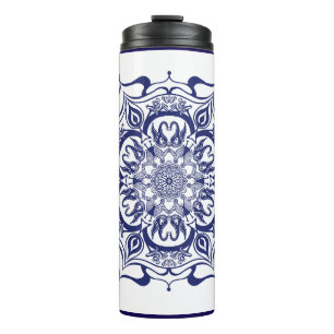 Blue & White creature mandala Thermal Tumbler