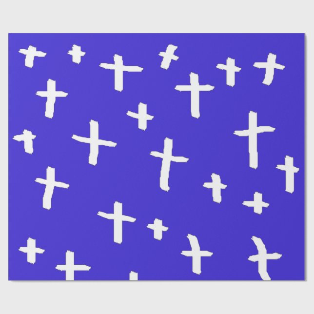 blue white cross wrapping paper (Flat)