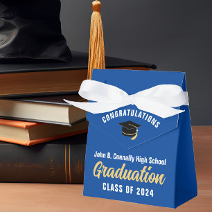 Blue White Custom 2025 School Graduation Party Favour Box