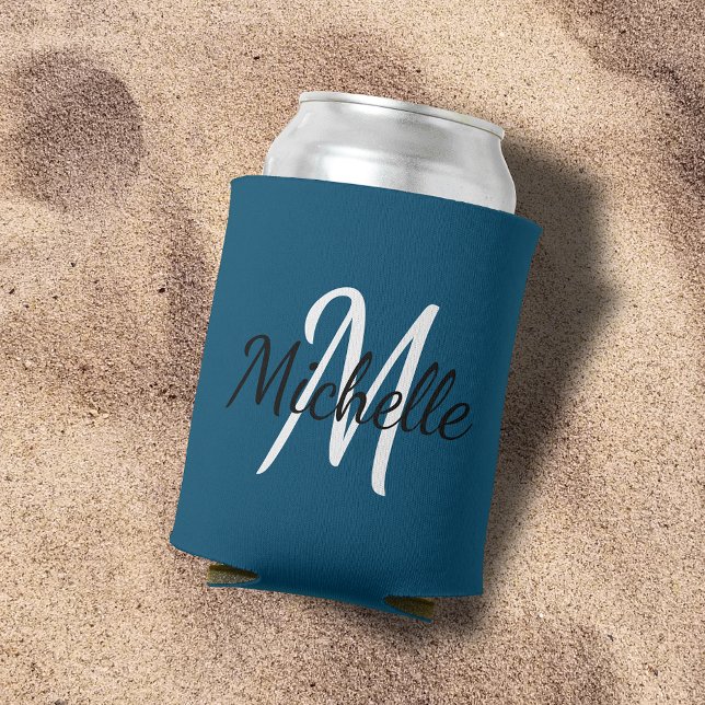 Blue & White Custom Monogram Can Cooler (Creator Uploaded)