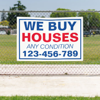 Blue White Custom We Buy Houses Real Estate Banner