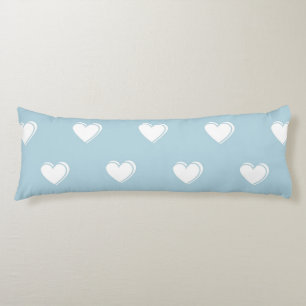 Blue White Cute Simple Heart Pattern Body Cushion