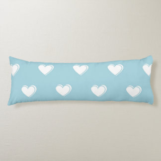 Blue White Cute Simple Heart Pattern  Body Cushion