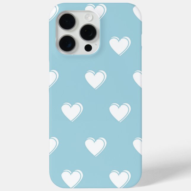 Blue White Cute Simple Heart Pattern Case-Mate iPhone Case (Back)