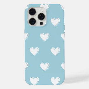 Blue White Cute Simple Heart Pattern iPhone 15 Pro Max Case