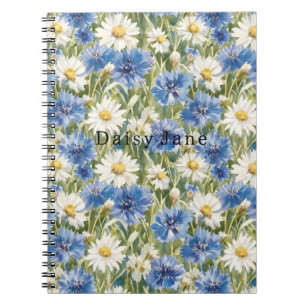 Blue White Daisy Flowers Notebook