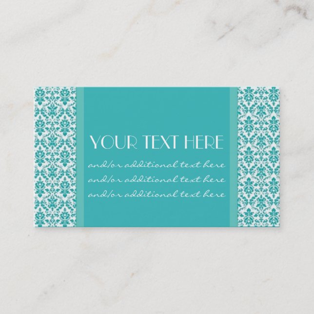 Blue&White Damask Business Card (Front)