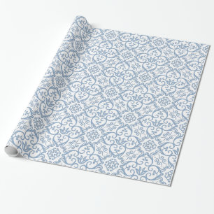 Blue & White Damask Gift Wrap