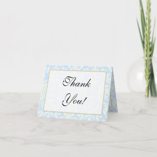 Blue/White Damask Wedding Folded Thank You Card