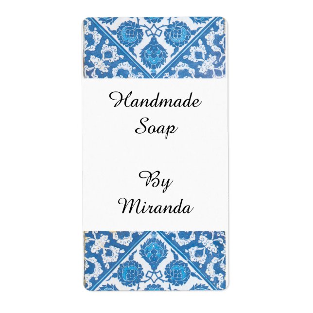Blue White Delft Cornflower Custom Craft Labels (Front)