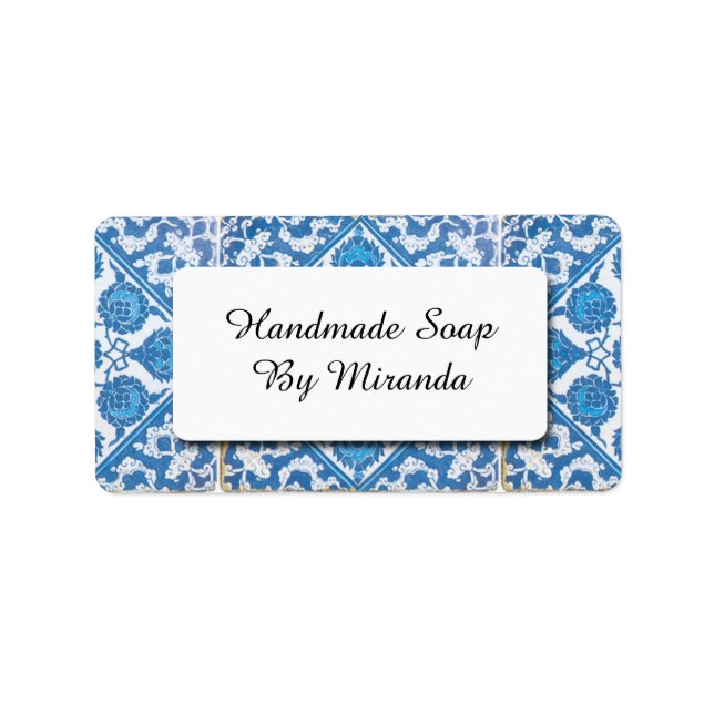 Blue White Delft Cornflower Custom Craft Labels (Front)