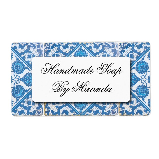 Blue White Delft Cornflower Custom Labels (Front)