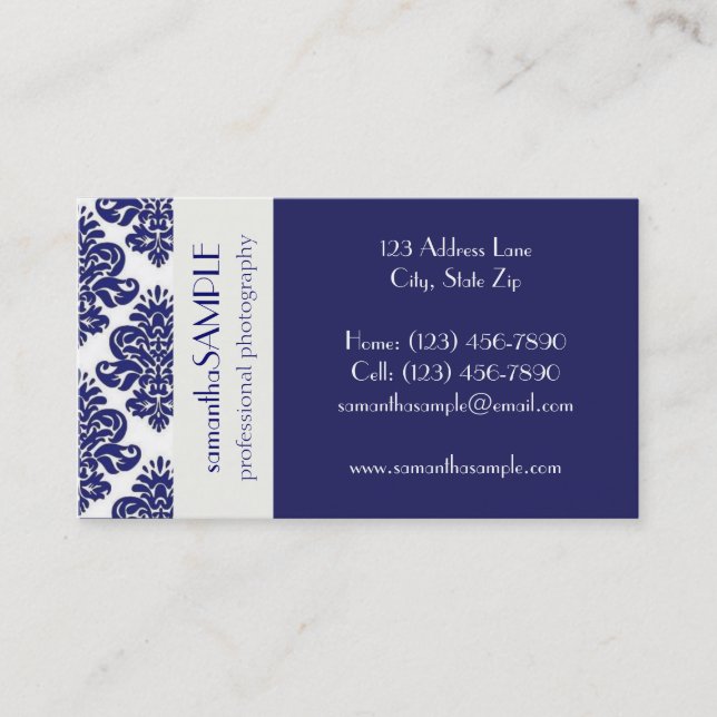 Blue & White Delight Business Card (Front)