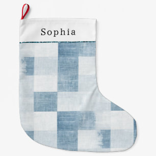 Blue White Denim Jean Christmas Large Christmas Stocking