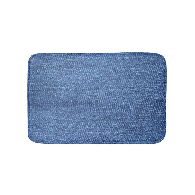 Blue White Denim Texture Look Image Bath Mat (Front)