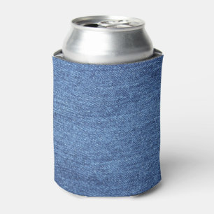 Blue White Denim Texture Look Image Can Cooler