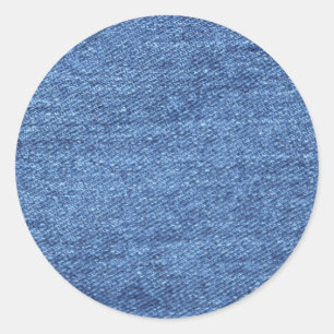 Blue White Denim Texture Look Image Classic Round Sticker