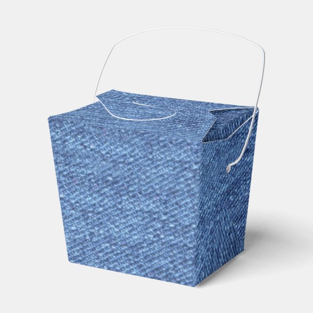 Blue White Denim Texture Look Image Favour Box (Front Side)