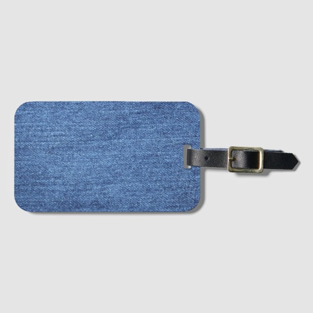 Blue White Denim Texture Look Image Luggage Tag (Front Horizontal)