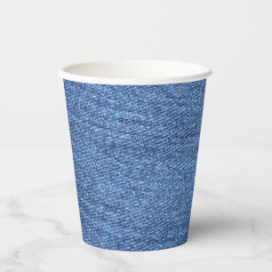 Blue White Denim Texture Look Image Paper Cups
