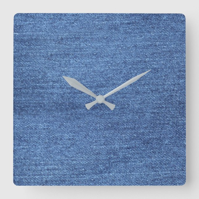 Blue White Denim Texture Look Image Square Wall Clock (Front)