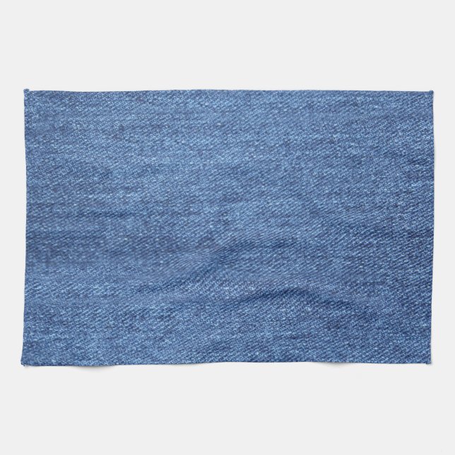 Blue White Denim Texture Look Image Tea Towel (Horizontal)