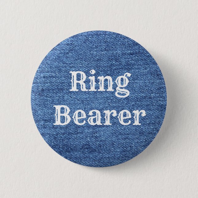 Blue White Denim Theme Wedding 6 Cm Round Badge (Front)