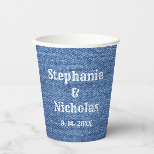 Blue White Denim Theme Wedding Paper Cups