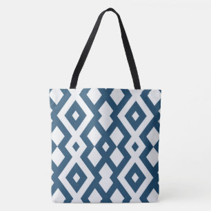 Blue/White Designer Geometric Tote Bag