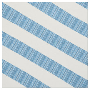 Blue White Diagonal Modern Stripes Fabric
