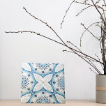 Blue White Distressed Cracked Stone-Look Mosaic Tile<br><div class="desc">Unique decorative ceramic tile design featuring a cracked stone-look geometric pattern in shades of blue and white.</div>