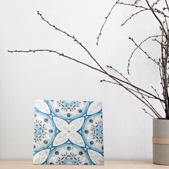 Blue White Distressed Cracked Stone-Look Mosaic Tile (Creator Uploaded)