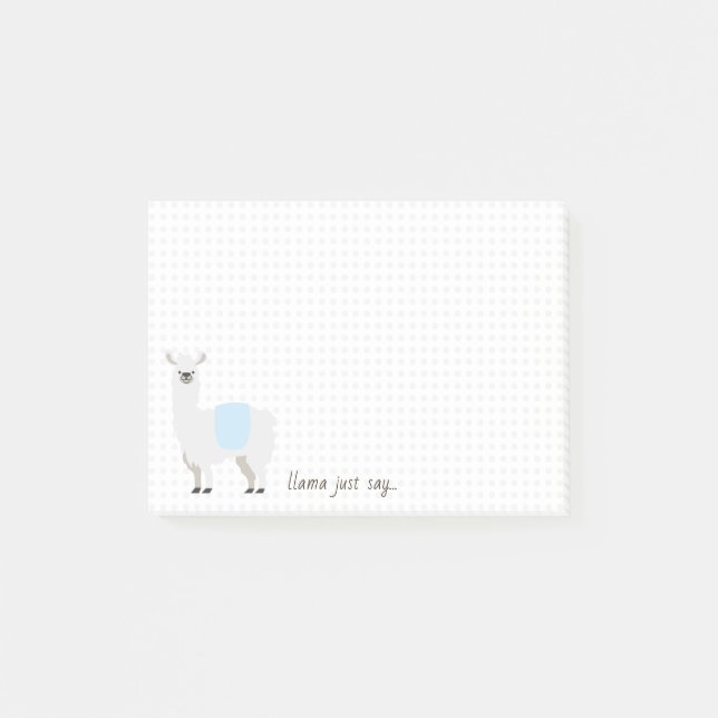 Blue & White Dot Llama Say Something Note (Front)