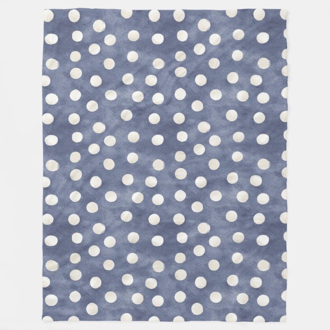 Blue White Dots   Fleece Blanket (Front)