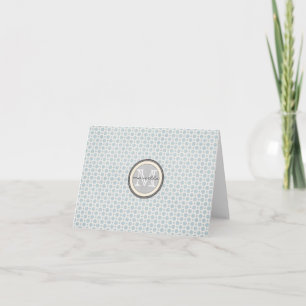 Blue White Dots Monogram Note Card
