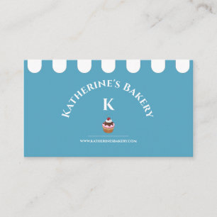 Blue White Elegant Bakery Business Card