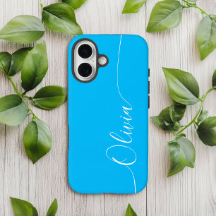 Blue White Elegant Calligraphy Script Name iPhone 14 Case