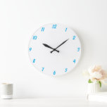 Blue White Elegant Custom Colourful Cute Gift 2023 Large Clock<br><div class="desc">Printed in classy white and blue custom colour background! You may customise as you wish!</div>
