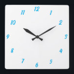 Blue White Elegant Custom Colourful Cute Gift 2023 Square Wall Clock<br><div class="desc">Printed in classy white and blue custom colour background! You may customise as you wish!</div>
