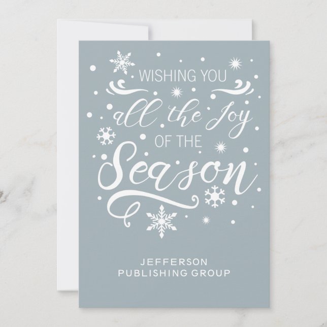 Blue White Elegant Modern Business holiday Card (Front)