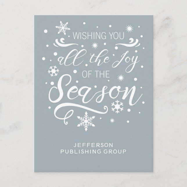 Blue White Elegant Modern Business holiday Postcard (Front)